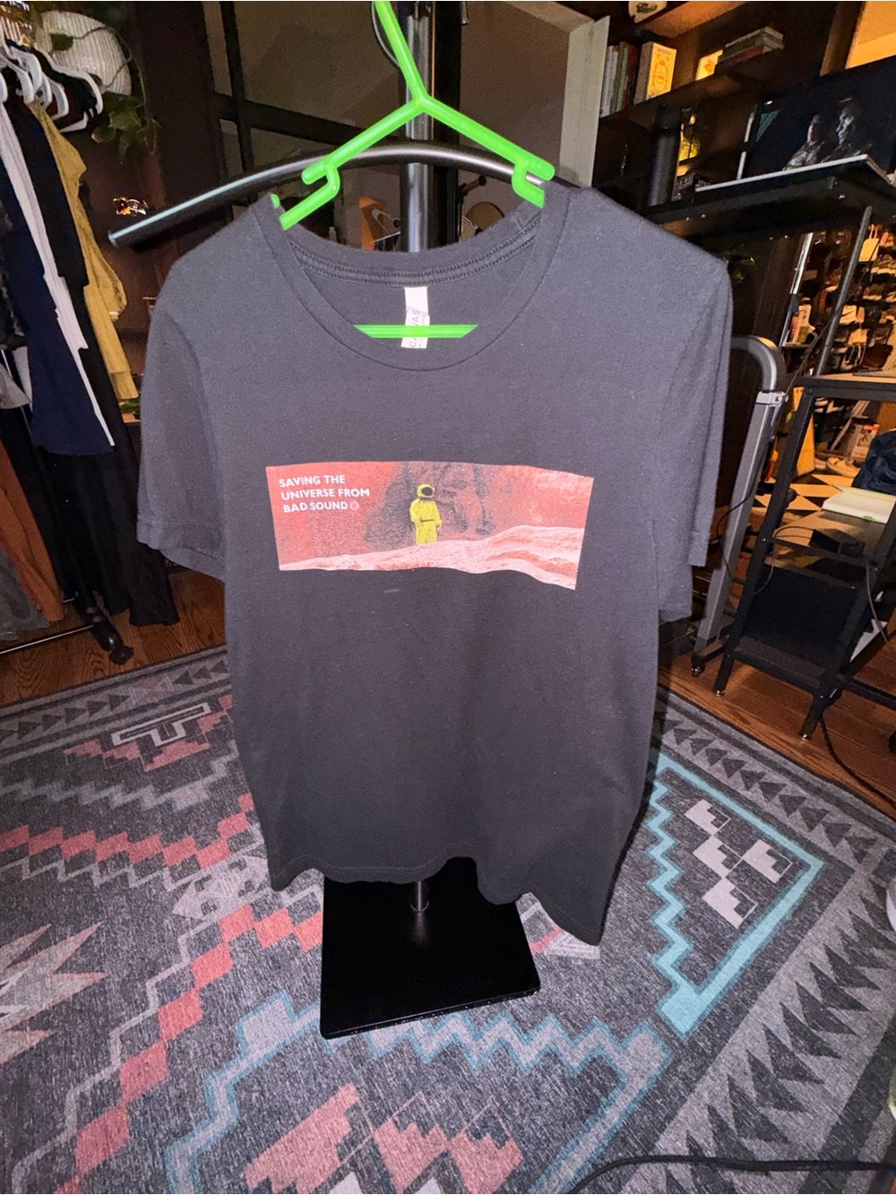 Bella Canvas Black Tee with Red Graphic and Yellow Accent